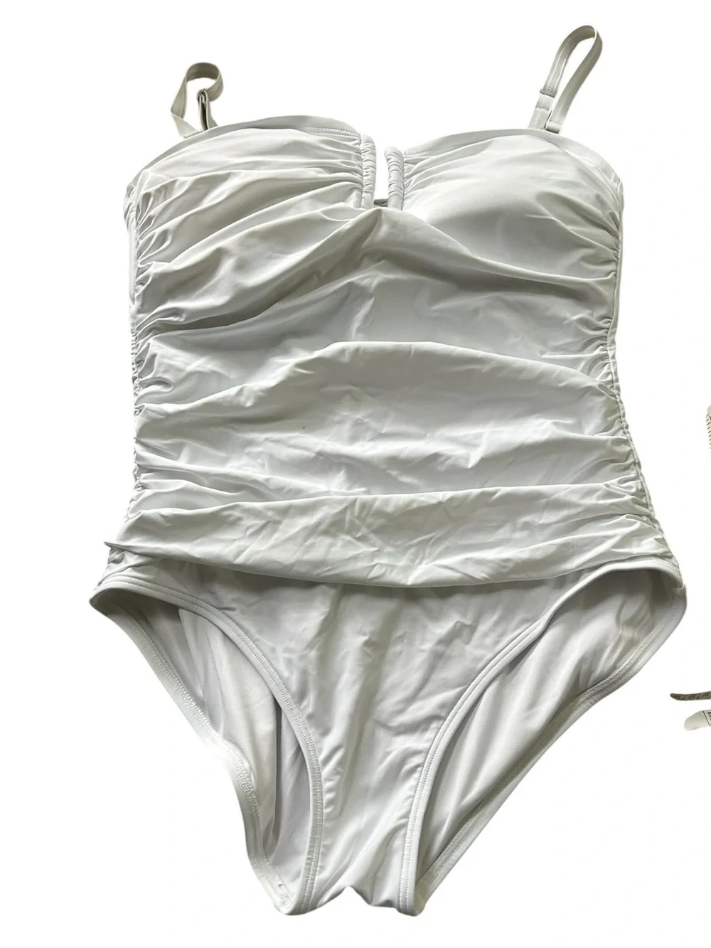 DKNY White Ruched Strap One-Piece Swimsuit - Picture 9 of 9